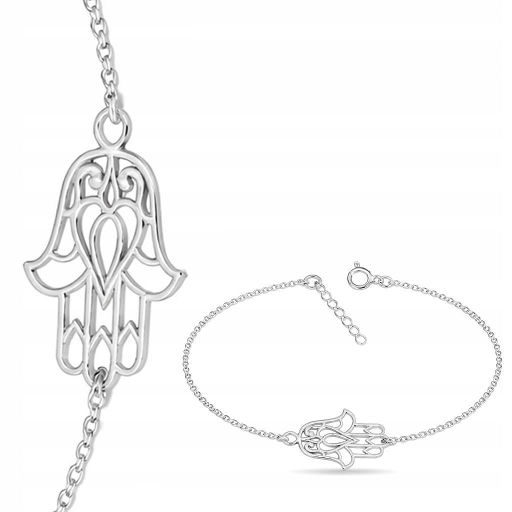 Ruka Fatimy Hamsa Stříbrný náramek rolo vazba stříbro 925