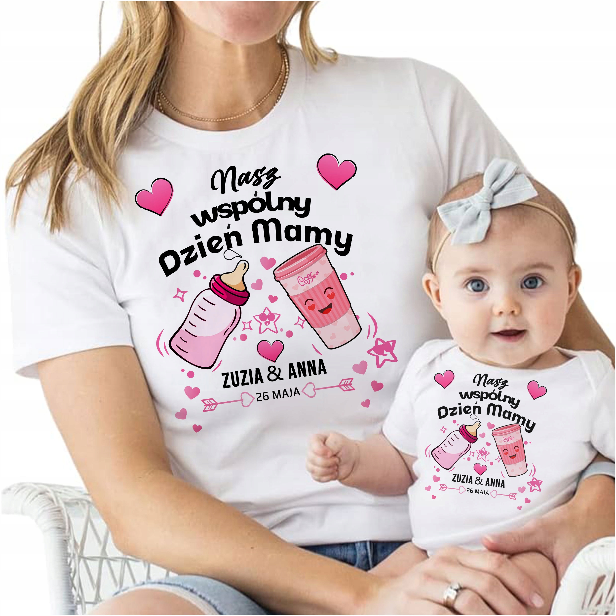 ZESTAW KOSZULKA BODY PREZENT DLA MAMY NASZ WSPÓLNY DZIEŃ MATKI r.80 12msc