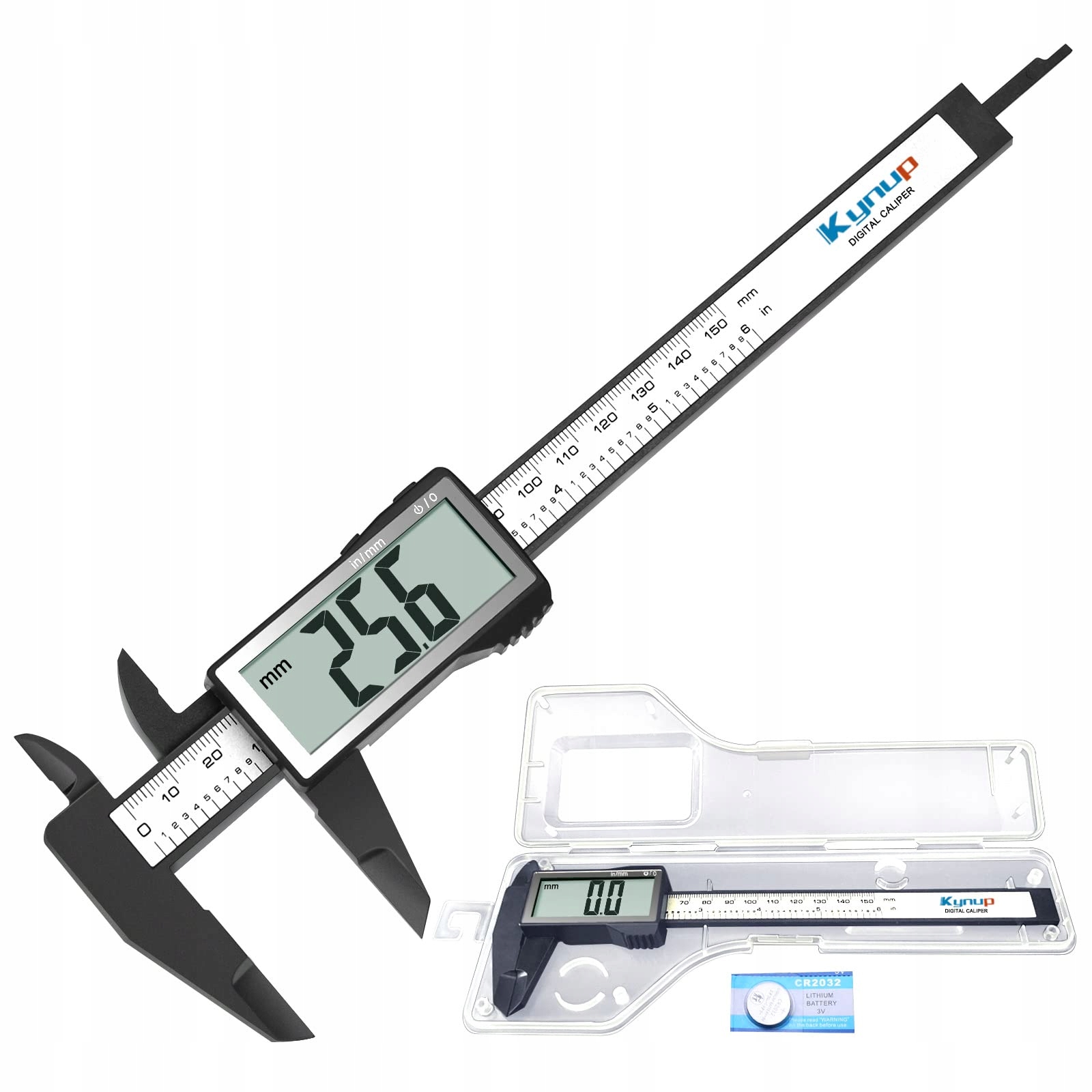 KYNUP Cyfrowa Suwmiarka LCD 150mm Przełączanie Mm/Cale Lekka Suwmiarka — miniatura 2