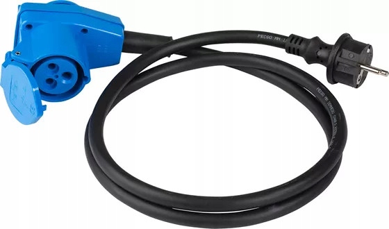 PRZYŁĄCZE ADAPTER CEE 1,5 m 230V-CEE KĄTOWE ŻEŃSKIE