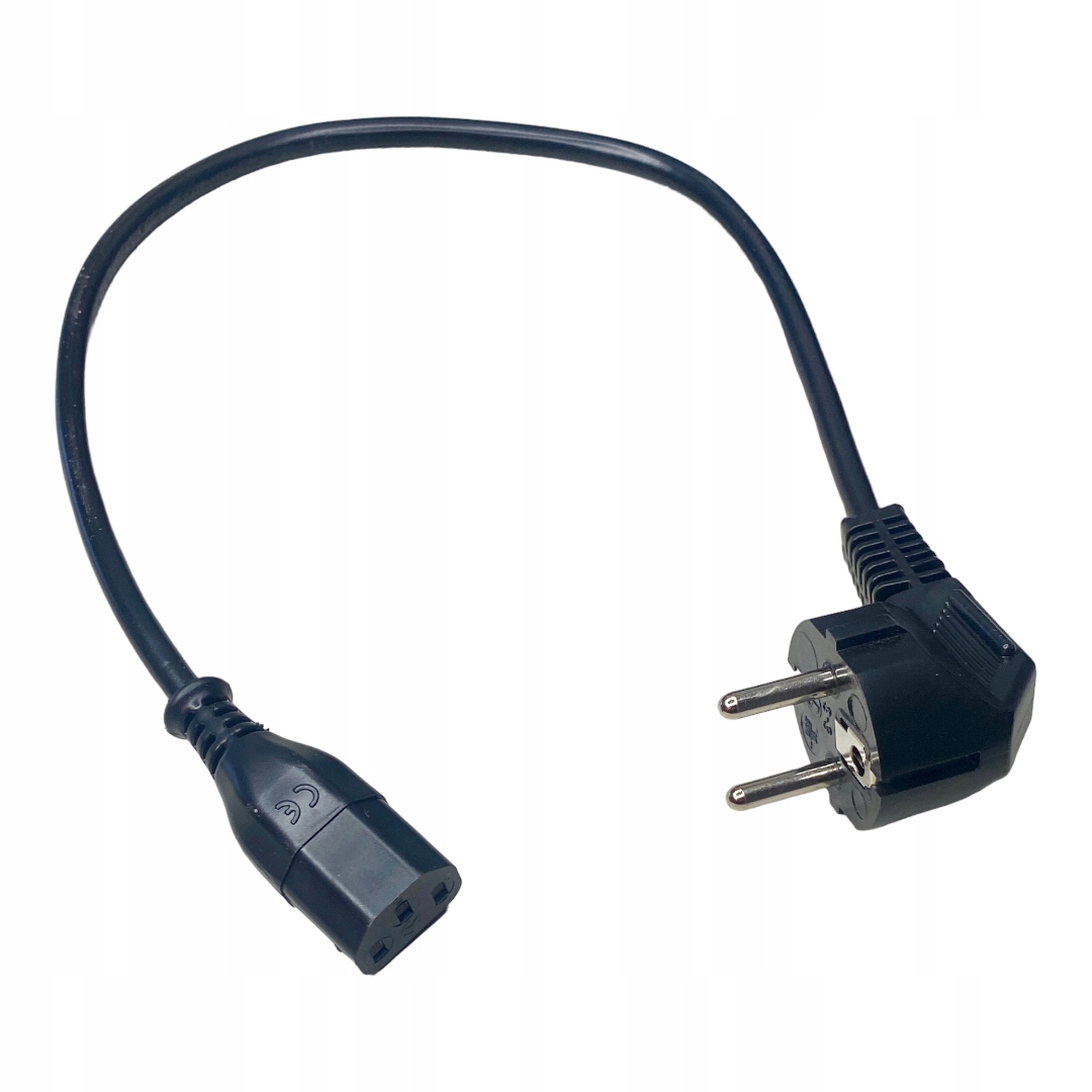 Kabel Zasilający C13 prosty Shucko kątowy 0,4m