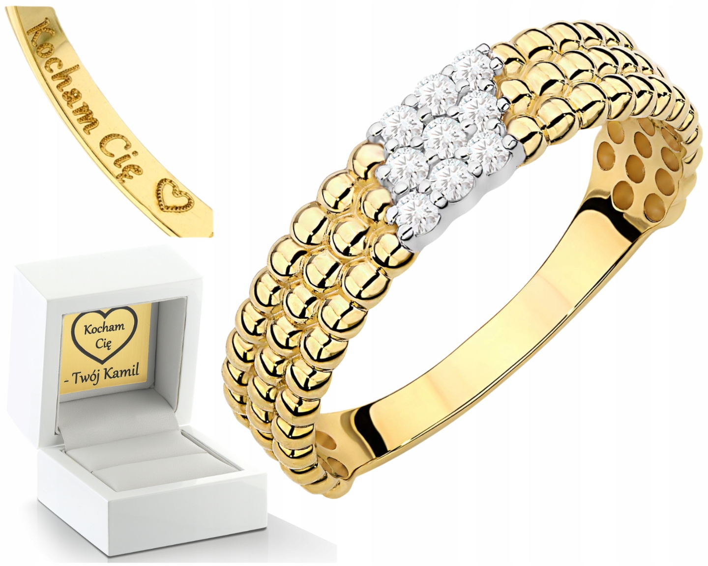 Zlatý Prstýnek S Kuličkou S Diamanty A Brilianty Zlato 585