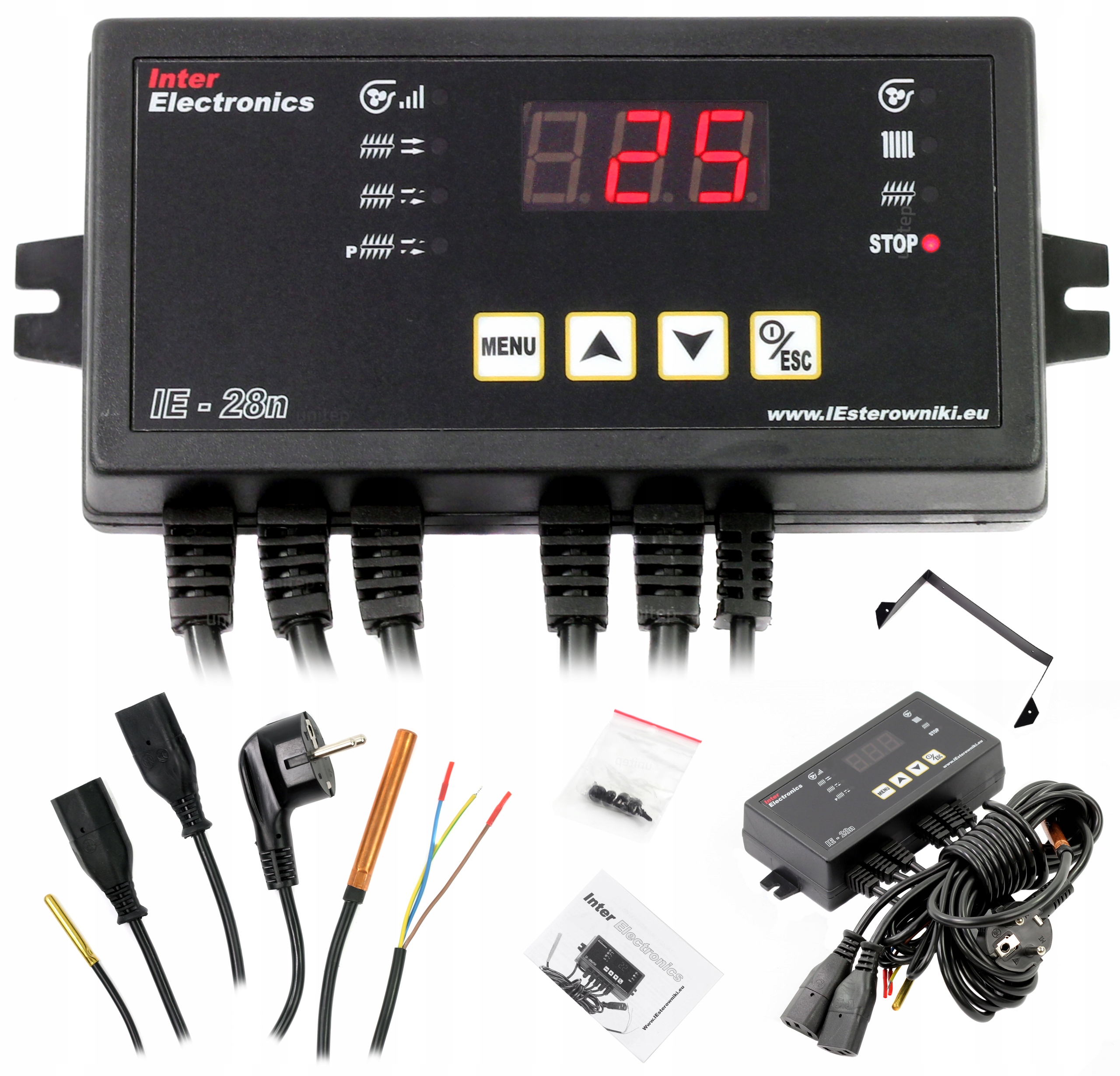 Sterownik Regulator IE 28 kotła pieca PODAJNIK ŚLIMAKOWY + DMUCHAWA + POMPA