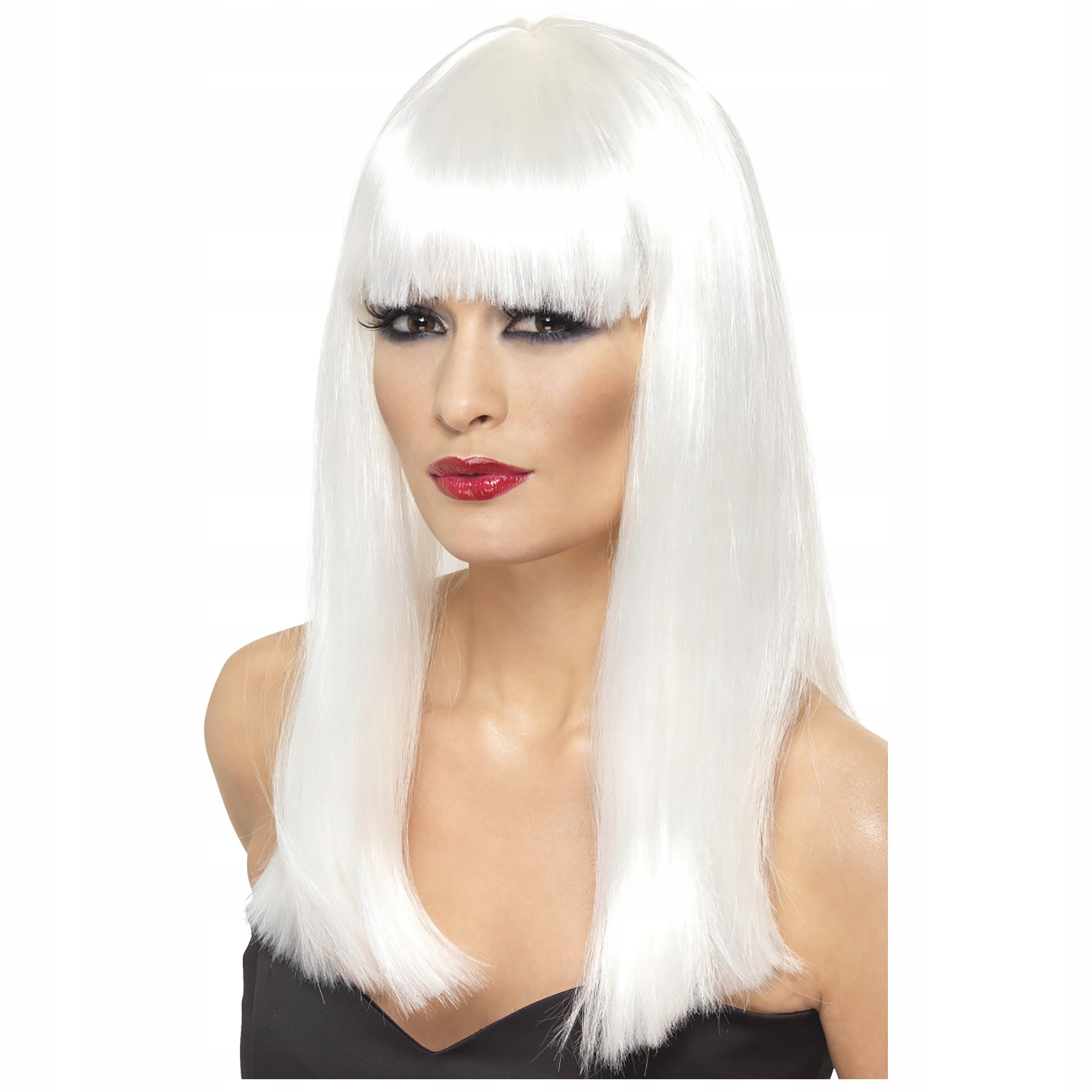 Парик GLAMOURAMA БЕЛЫЙ длинные волосы с челкой