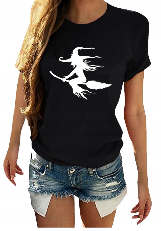 T-SHIRT KOSZULKA DAMSKA Z NADRUKIEM WITCH L