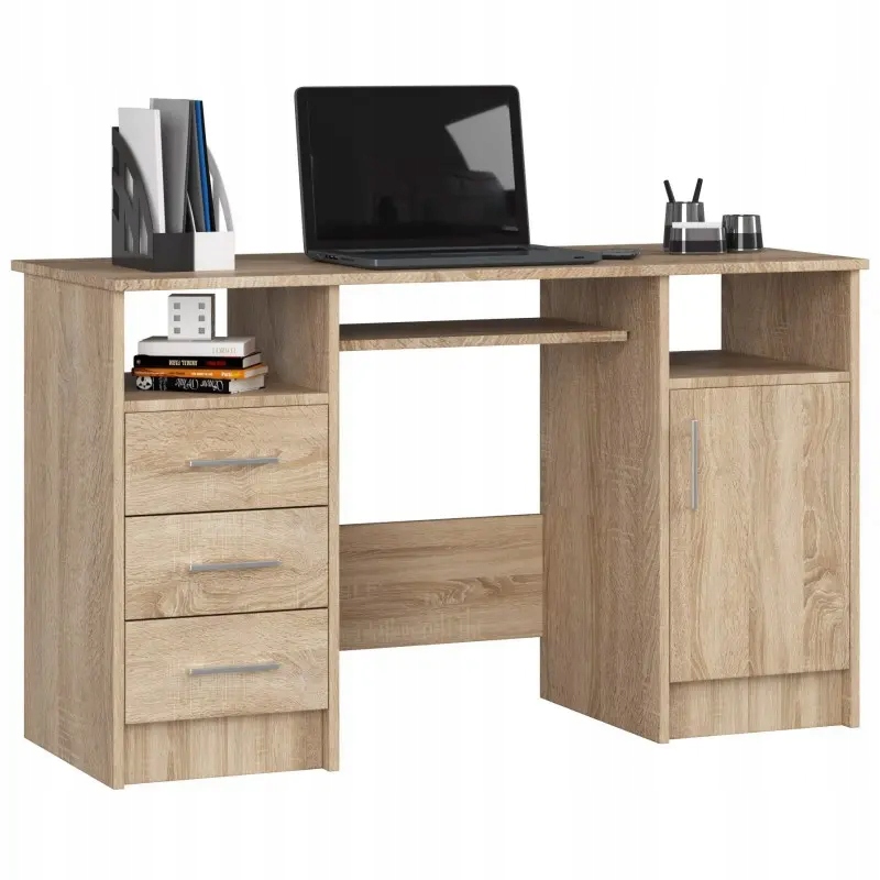 

Biurko do gabinetu 124 cm dąb sonoma z szufladami