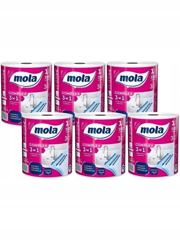 Ręcznik Papierowy 3w1 Mola Complex Wydajny Czyściwo 3 Warstwy 6 sztuk