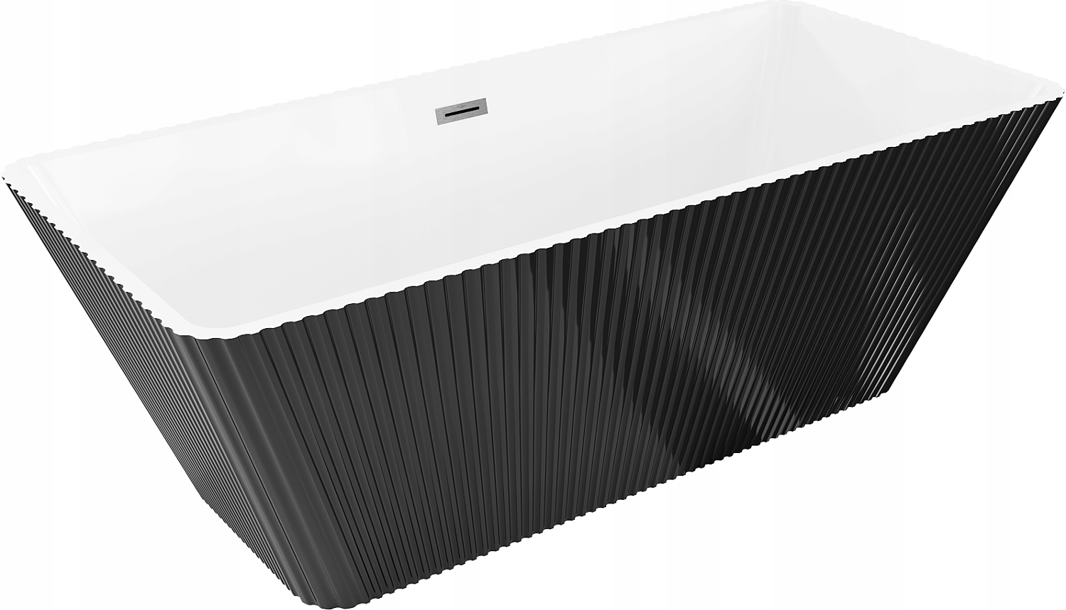Wanna wolnostojąca 170x75 ryflowana Mexen Tava czarno biała gun gray