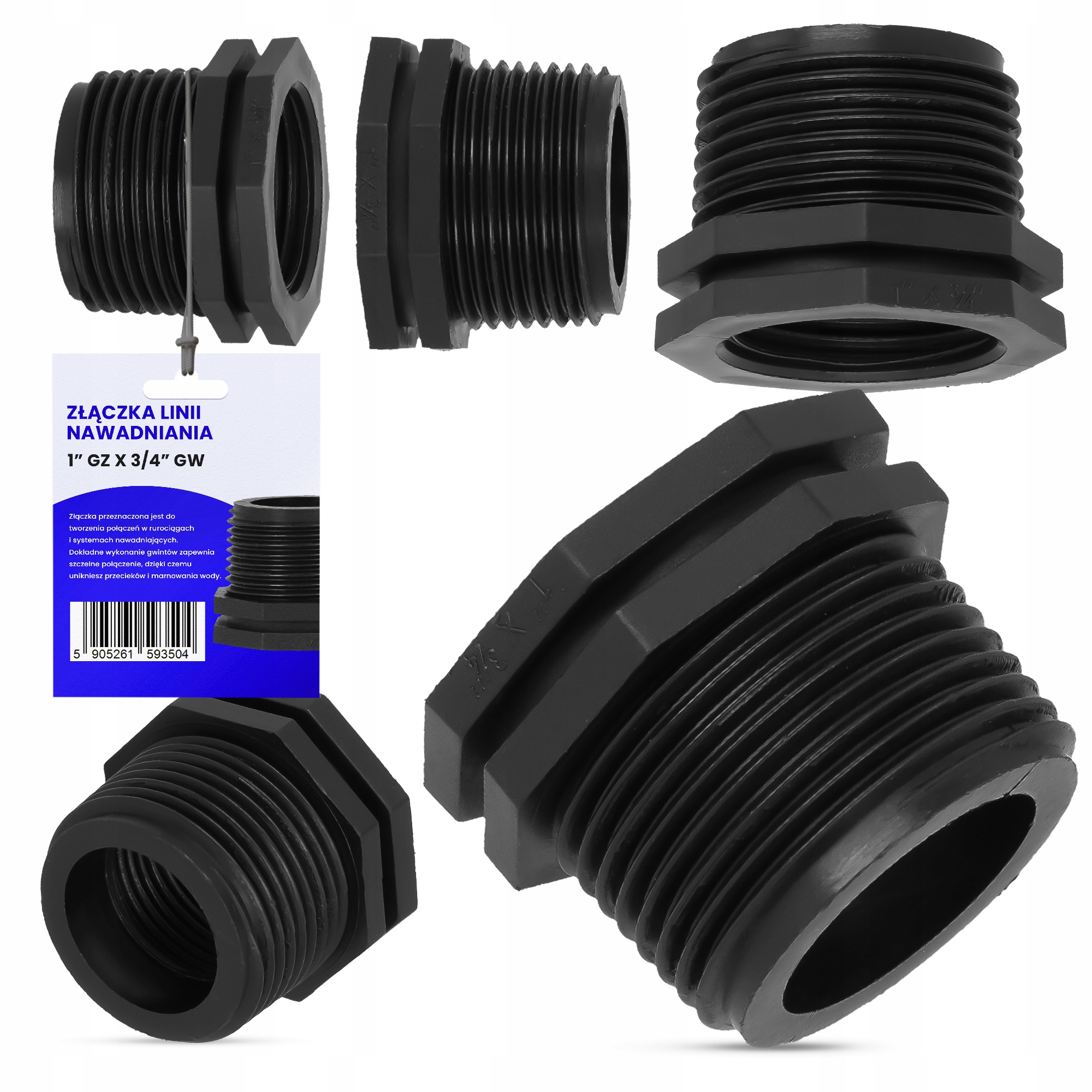 

Złączka Nypel Redukcja Nawadniania 1" Gz x 3/4" Gw