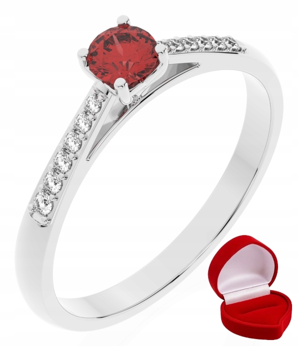 Zlatý Prstýnek 585 14k Rubín 0,24 ct Bílé Zlato R15