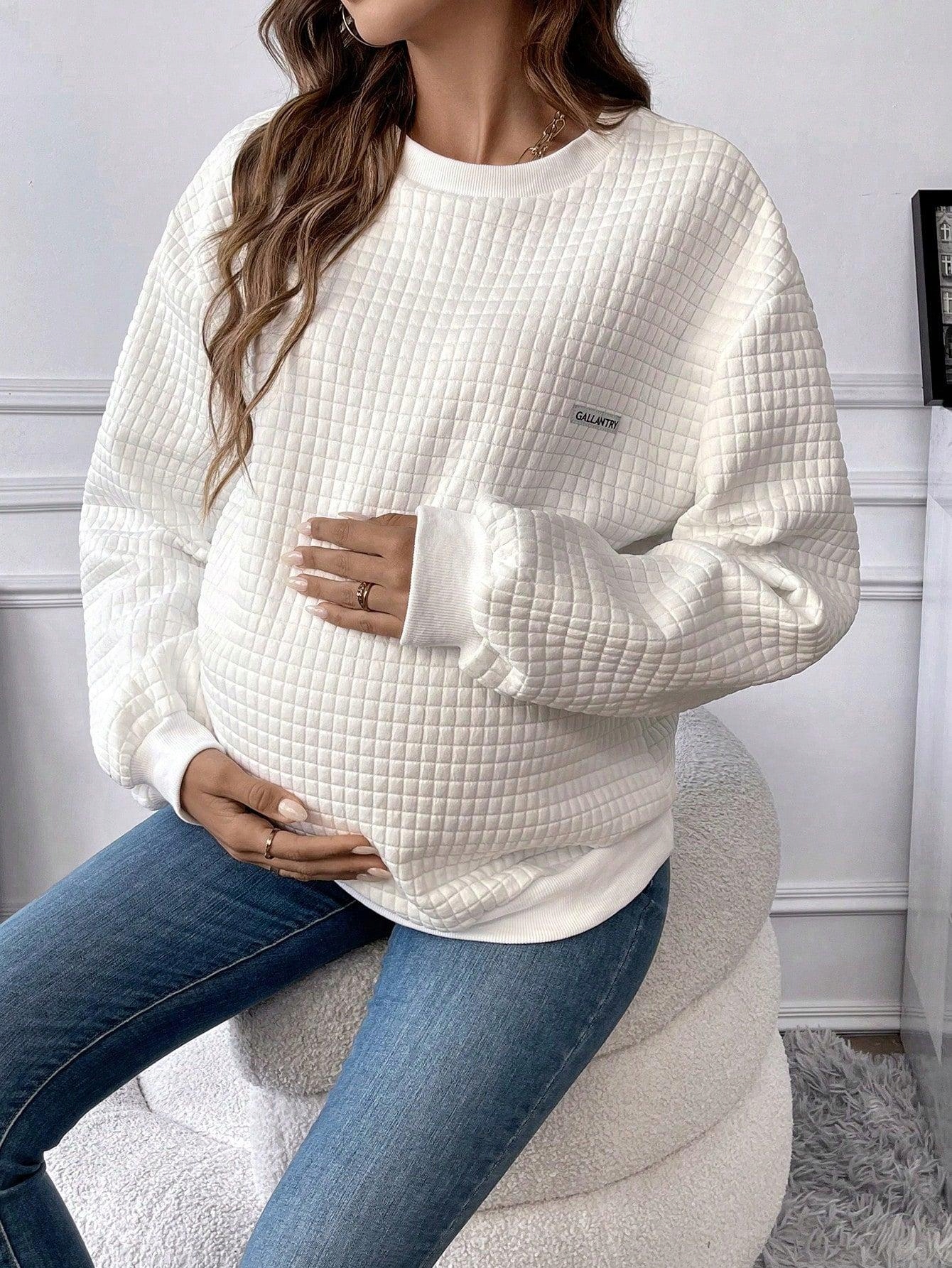 BIAŁA CIĄŻOWA BLUZA PIKOWANA TEKSTURA KLASYCZNA PROSTA DŁUGI RĘKAW SHEIN 38 Rozmiar 38