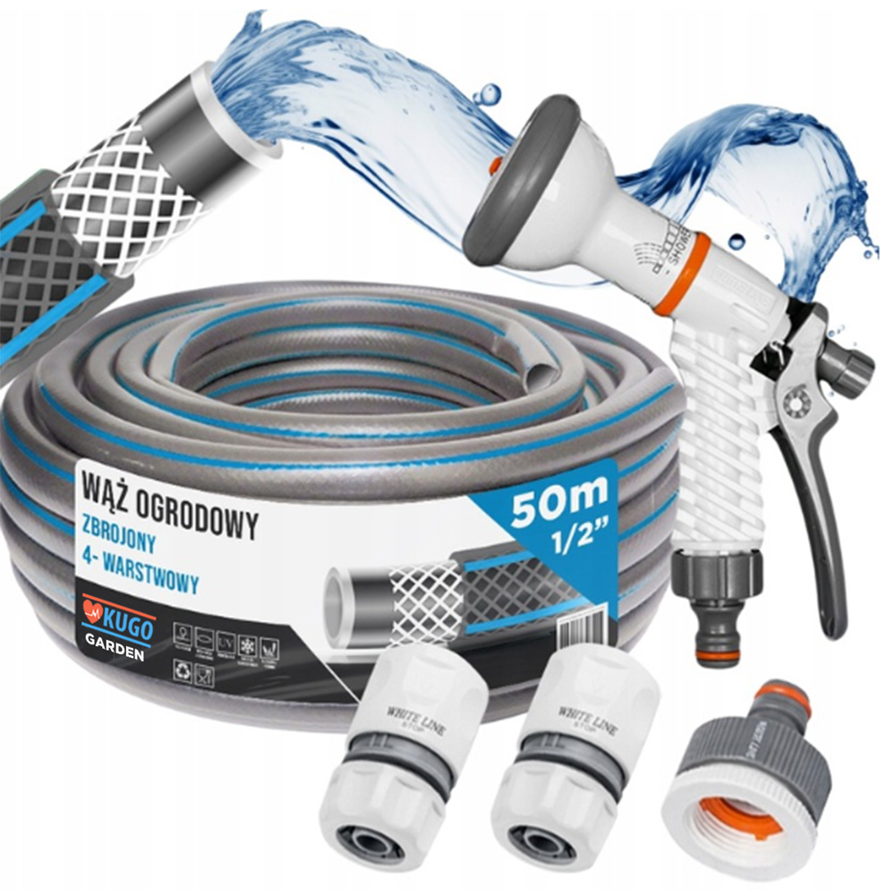 Hadice 1/2" 50 m 4 Vrstvy Spojovací Pistole Set Bradas