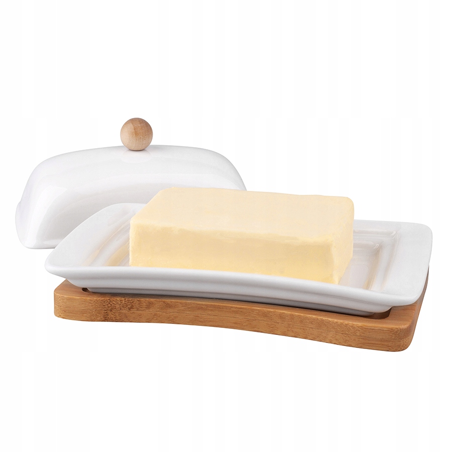 MASELNICA NA DESCE Z PRZYKRYCIEM biała maselniczka