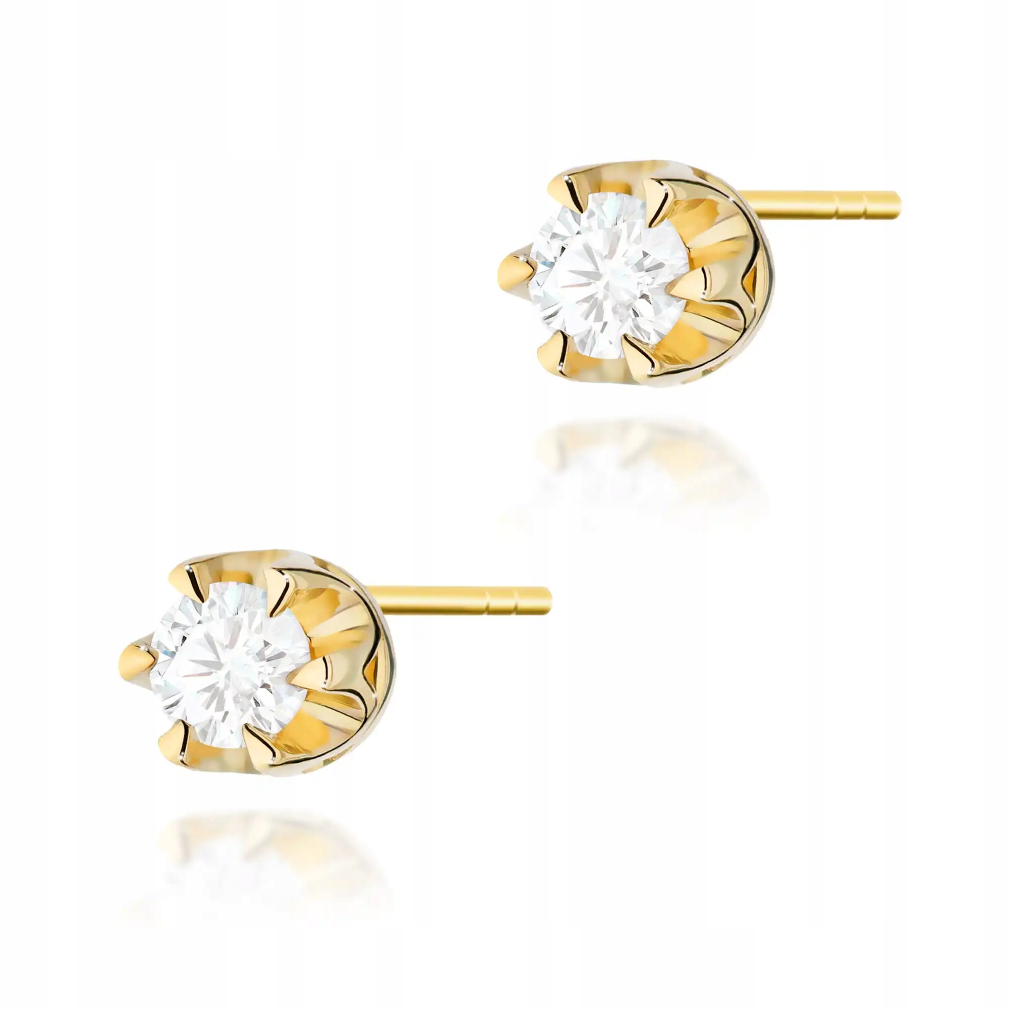 Dámské zlaté náušnice 585 s diamantem o hmotnosti 0,10 karátu, moderní, ideální jako dárek