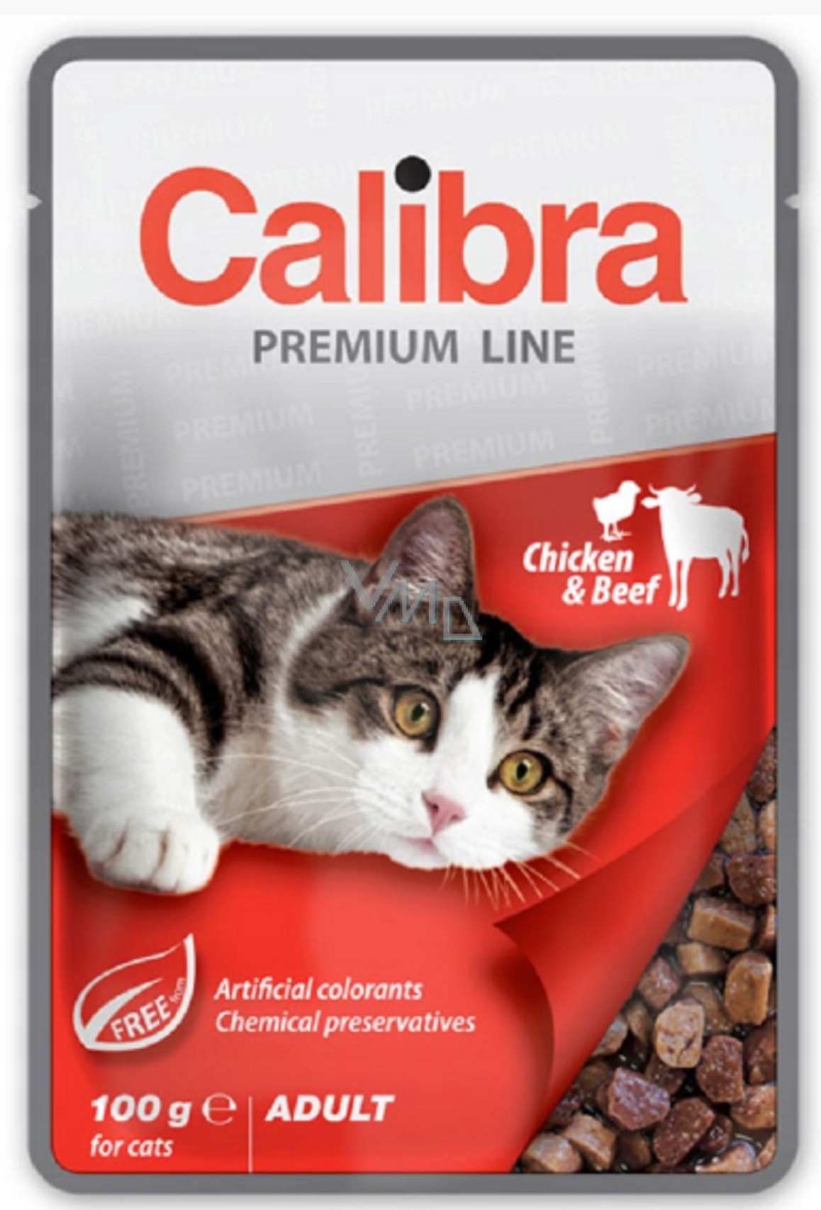 Levně 5 x Calibra Cat Premium Chicken Beef mokré krmivo pro kočky 100 g