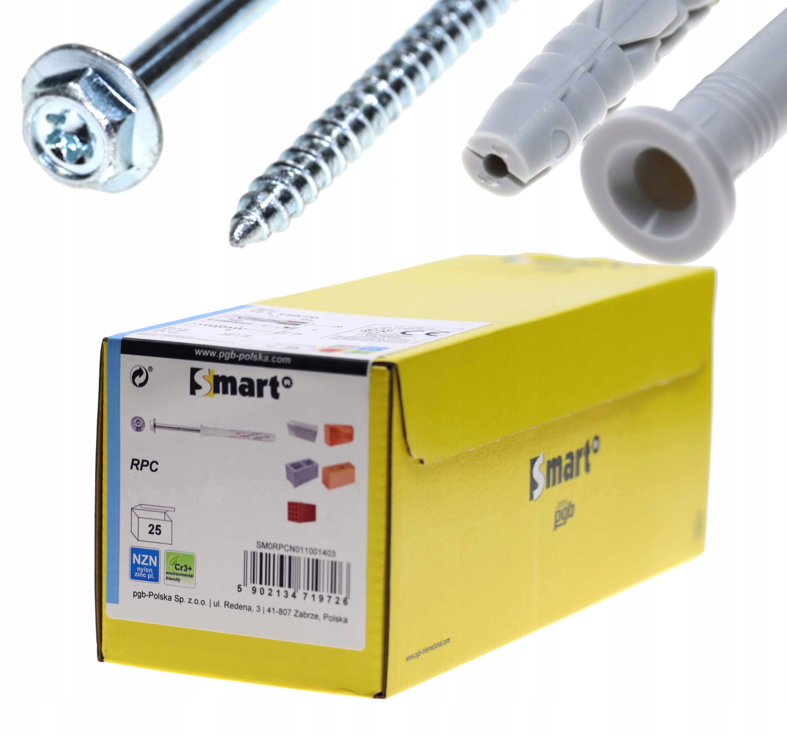 Kołki ramowe rozporowe 12x300 Klucz+tx torx nylon 20 szt