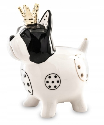 

Pies Piesek Biało Czarny 18 cm Skarbonka Ceramika