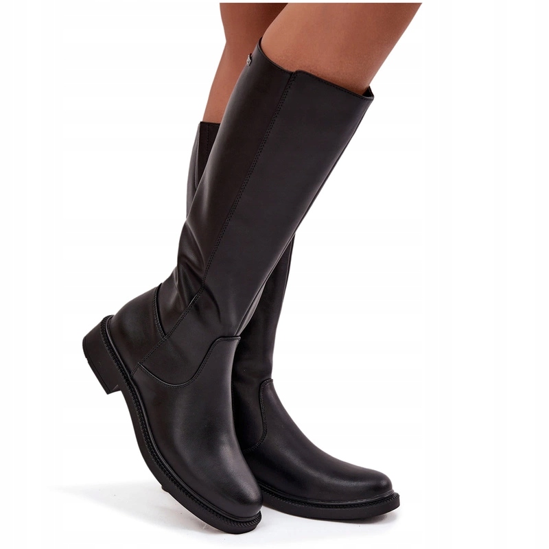 Dámské Kožené Kozačky S Plochým Podpatkem Sergio Leone KZ25600-S Černé 36