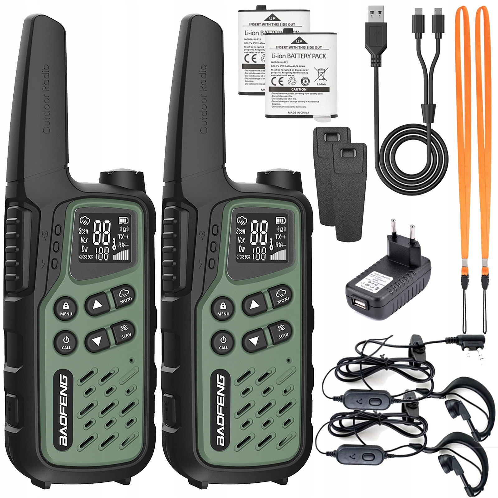 Krótkofalówka Baofeng BF-T25E zielona, 2 sztuki