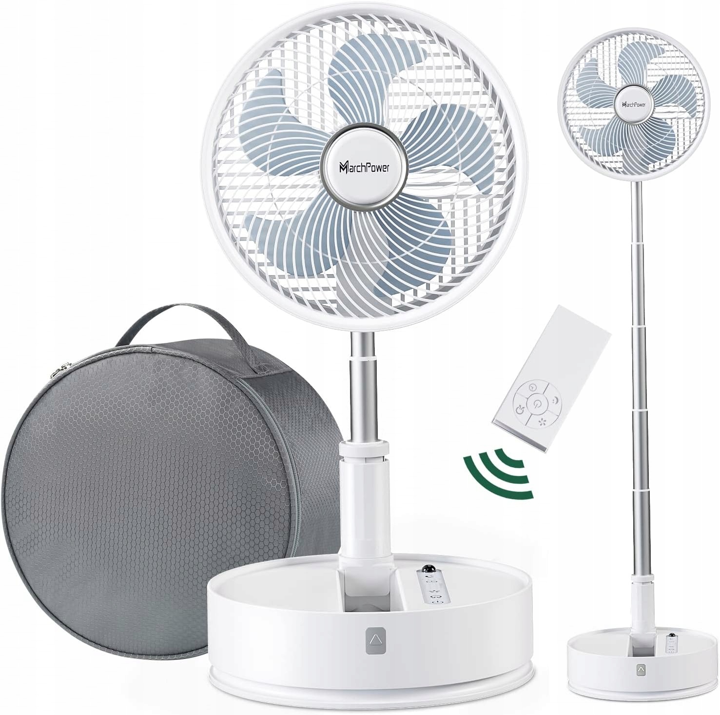 Marchpower Přenosný ventilátor větráček akumulátor s dálkovým ovládáním, skládací dálkový ovladač