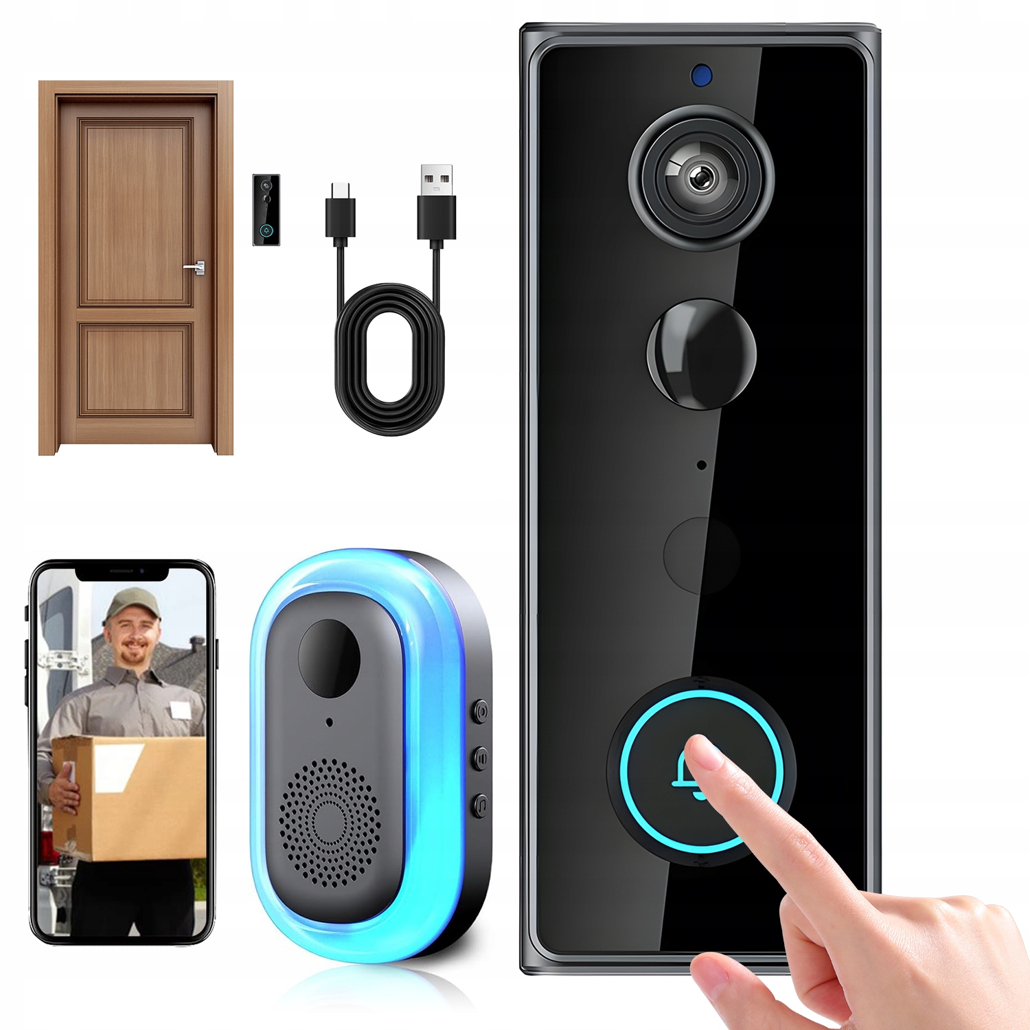 Bezdrátový Videotelefon Noční Kamera 2K Wifi App Tuya Voděodolný