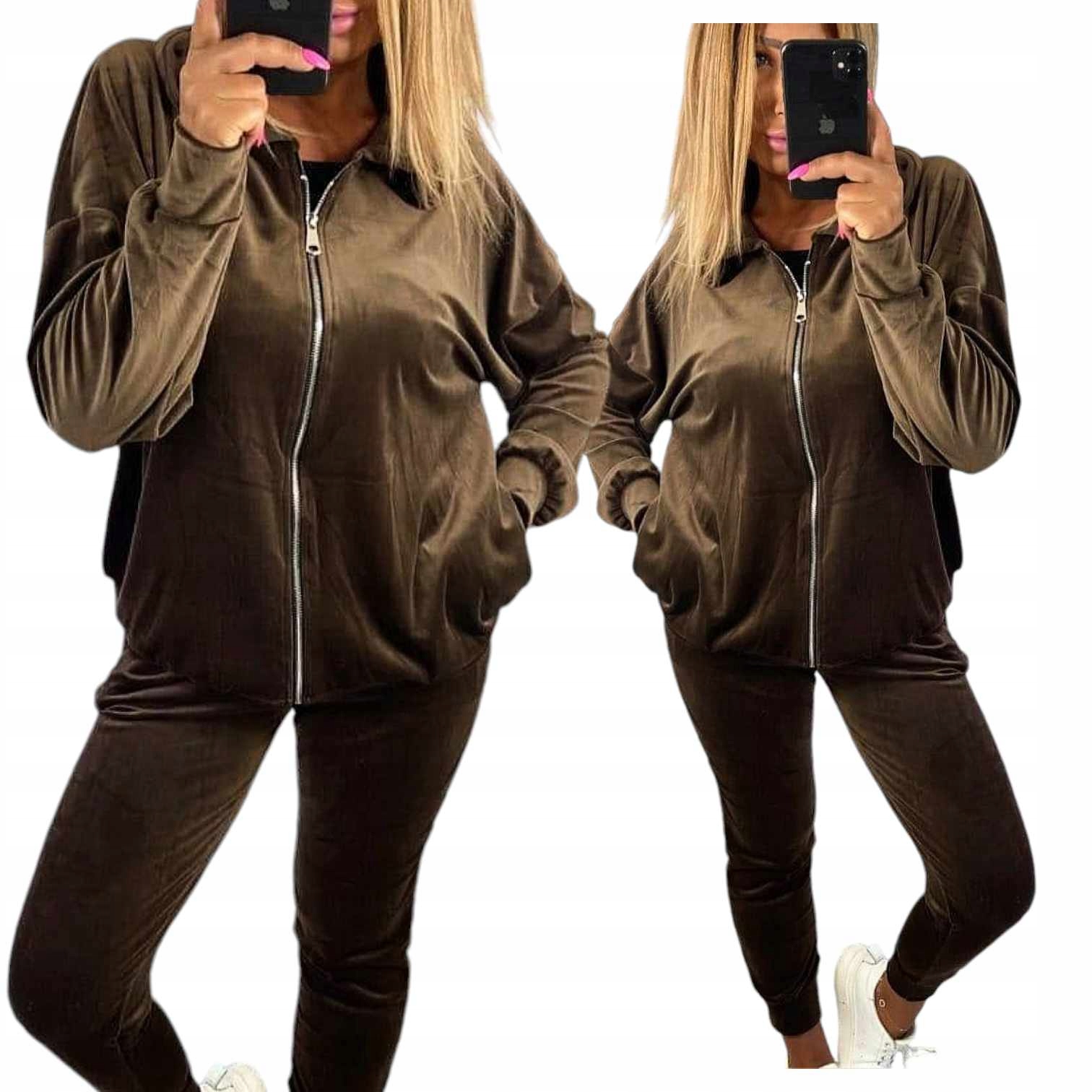 Teplákovka Dámský Velurový 42 44 XL 2XL Rozepínací čokoláda je pohodlný a obepíná mě