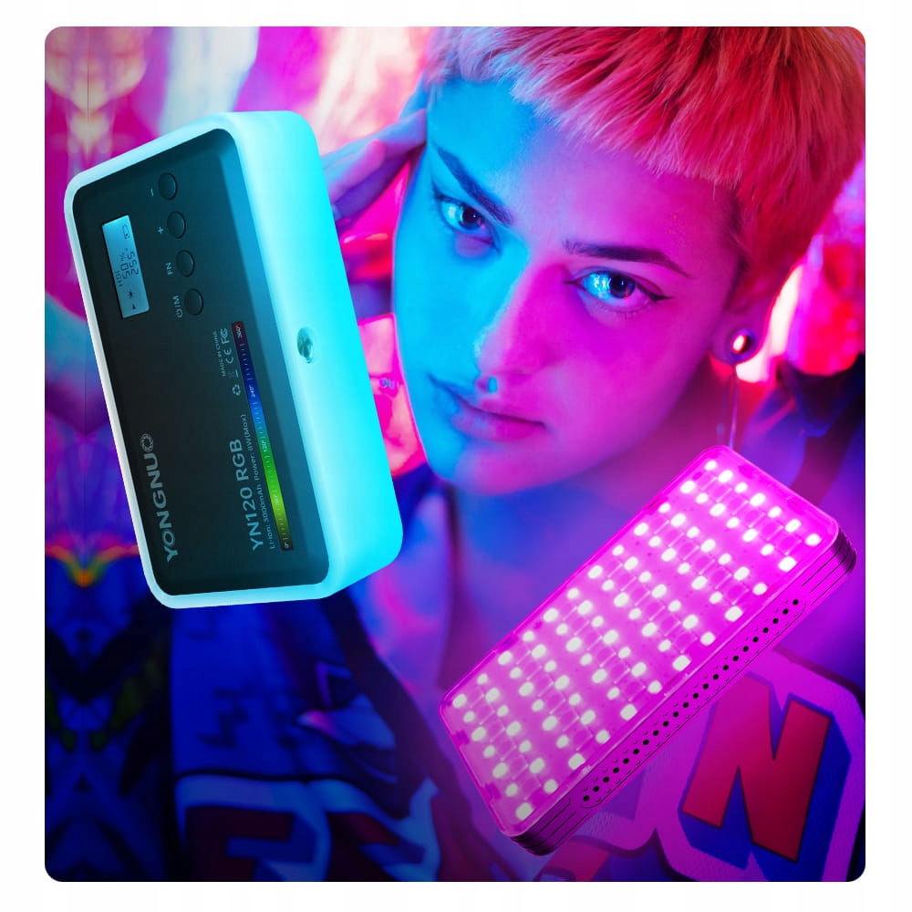 Kompaktowa lampa LED Yongnuo YN120 2500-9900K + RGB Moc żarówki/świetlówki 8 W