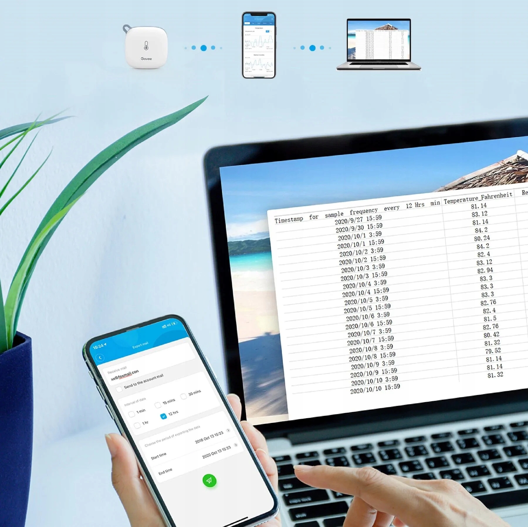 GOVEE Termometr Higrometr WiFi Wewnętrzny z Aplikacją do Szklarni i Piwnic — miniatura 11