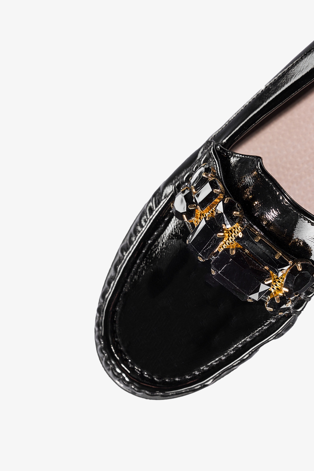 LEKKIE MOKASYNY PÓŁBUTY LAKIEROWANE DAMSKIE NA PLATFORMIE KRYSZTAŁKI r 40 Płeć kobieta