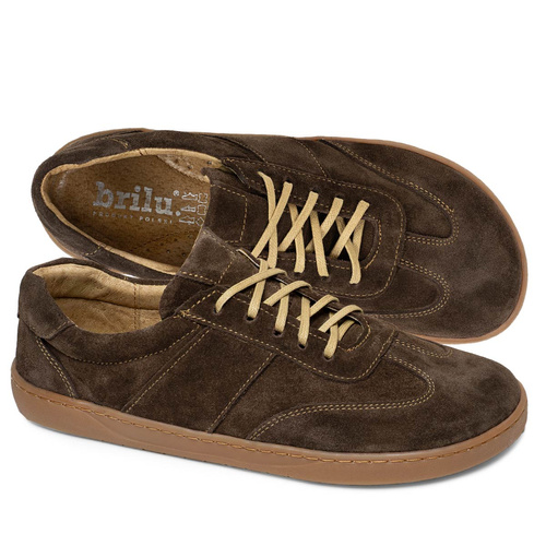 Brilu Polskie Skórzane Minimalistyczne Sneakersy Barefoot Davos Brązowe 43