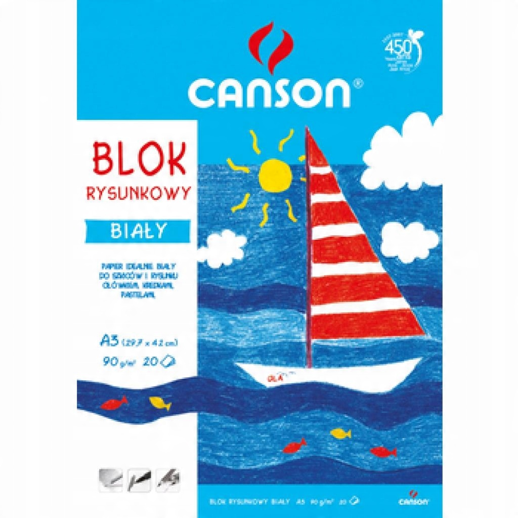 

Blok rysunkowy szkolny biały A3 20k Canson