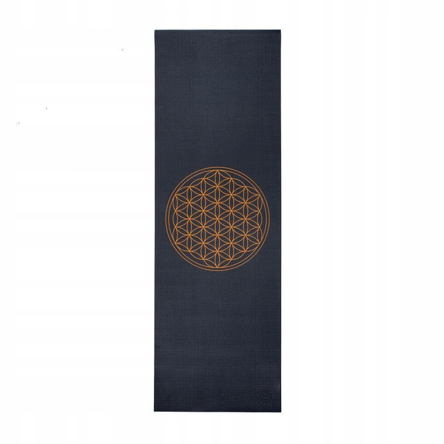 Mata do ćwiczeń jogi Bodhi Leela 4,5mm szara kwiat życia antypoślizgowa