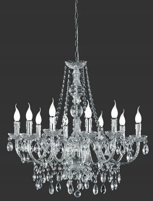 Závesná lampa luster s kryštálikmi, plamene Rl