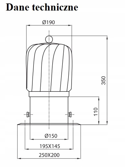 OBROTOWA NASADA KOMINOWA 150 KWAS PODŁUŻNA 5 LAT Marka Prodmax