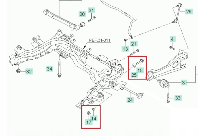 KIA-SRB-003 - ЕКСЦЕНТРИКОВИЙ РЕГУЛЮВАЛЬНИЙ ГВИНТ ВАЖЕЛЯ УПРАВЛІННЯ KIA CARENS