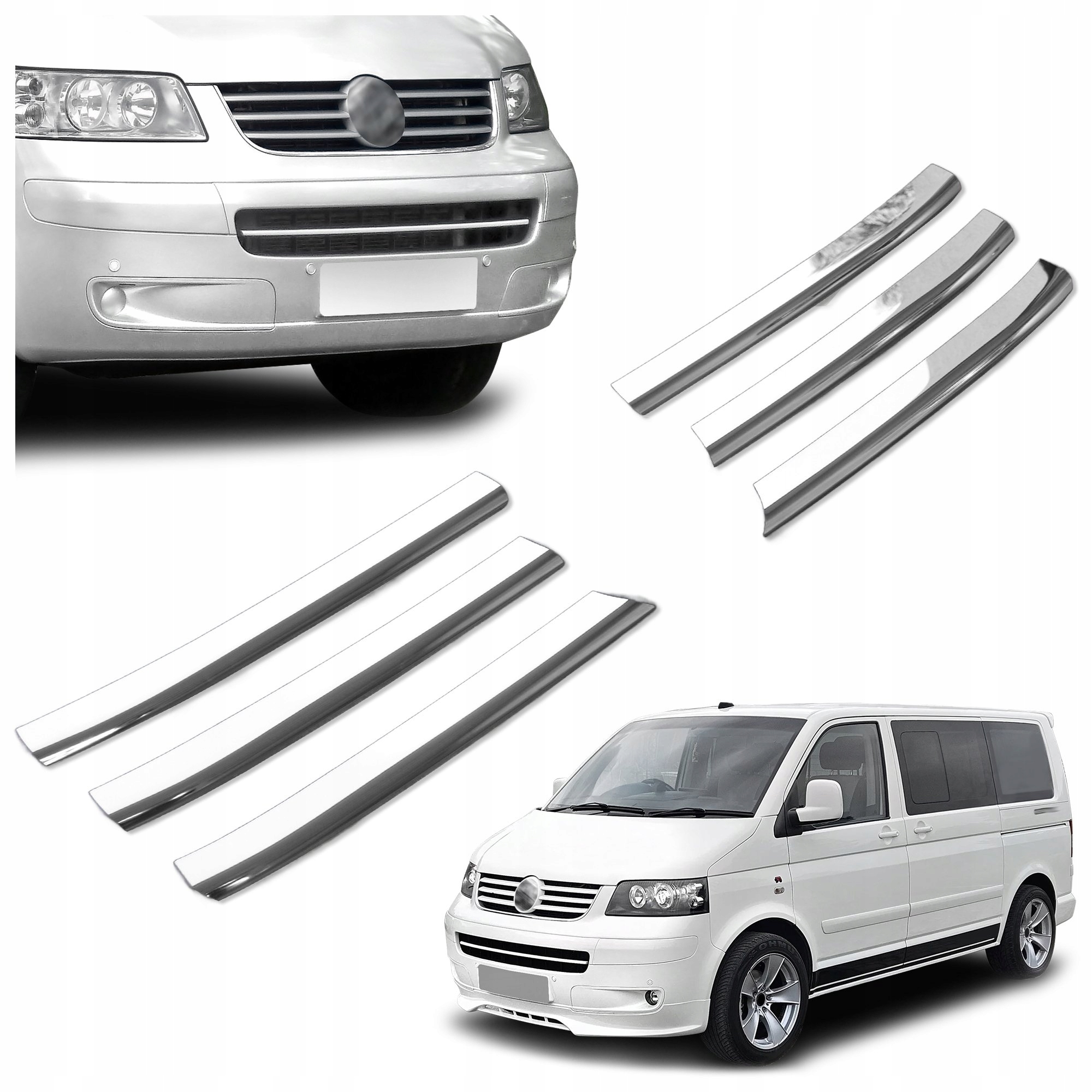 Lišty predného maskovača grilu pre Vw Multivan V T5 2003-2009