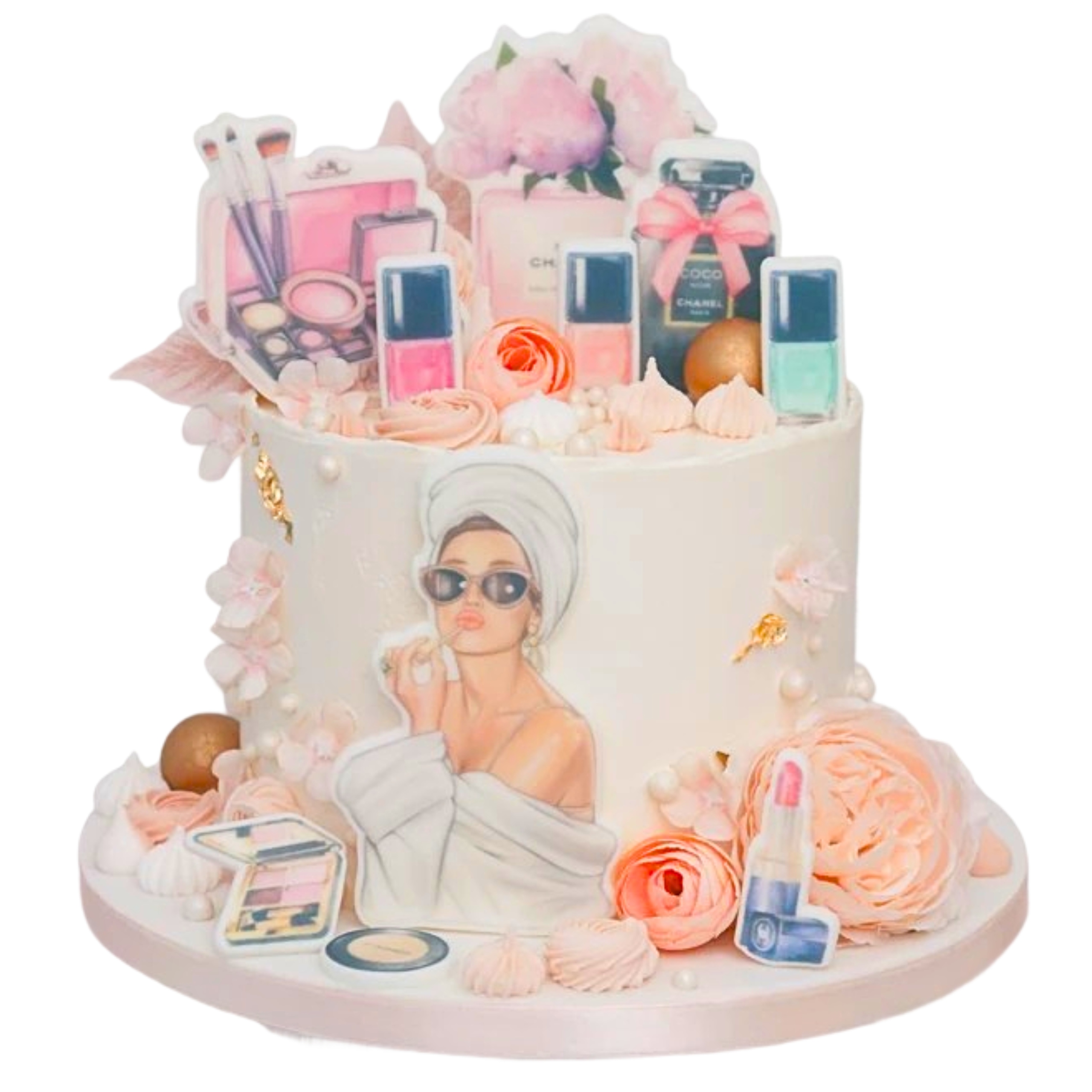 Dekoracje na Tort Dla Kobiety Kosmetyki Make Up 10El. 2D Figurki cukrowe