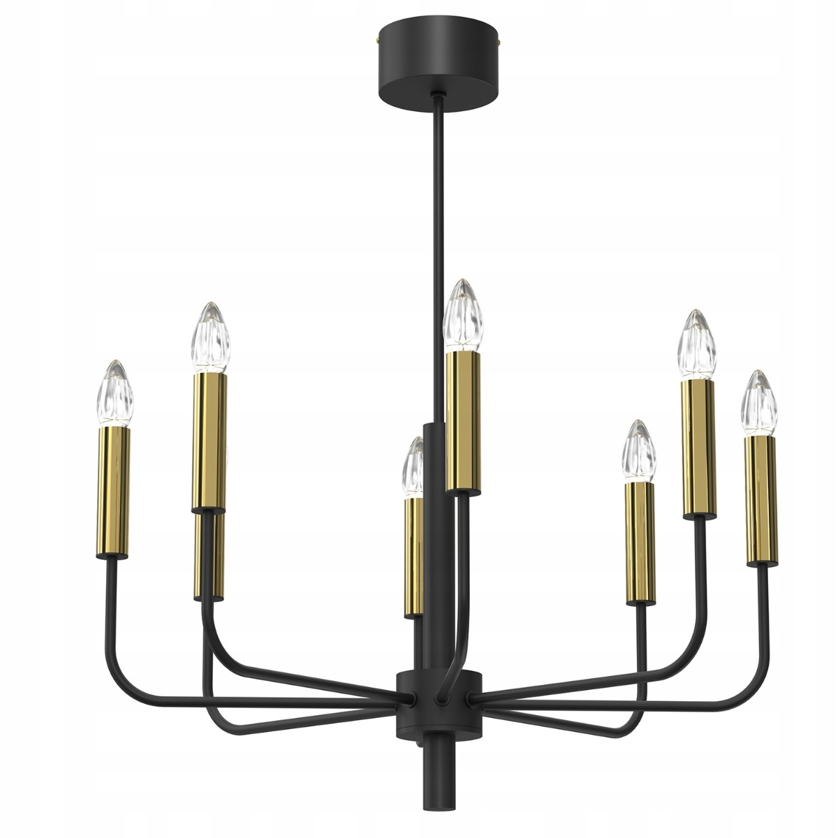 Lampa wisząca świecznikowa czarna złota 8 pkt do salonu sypialni Luminex