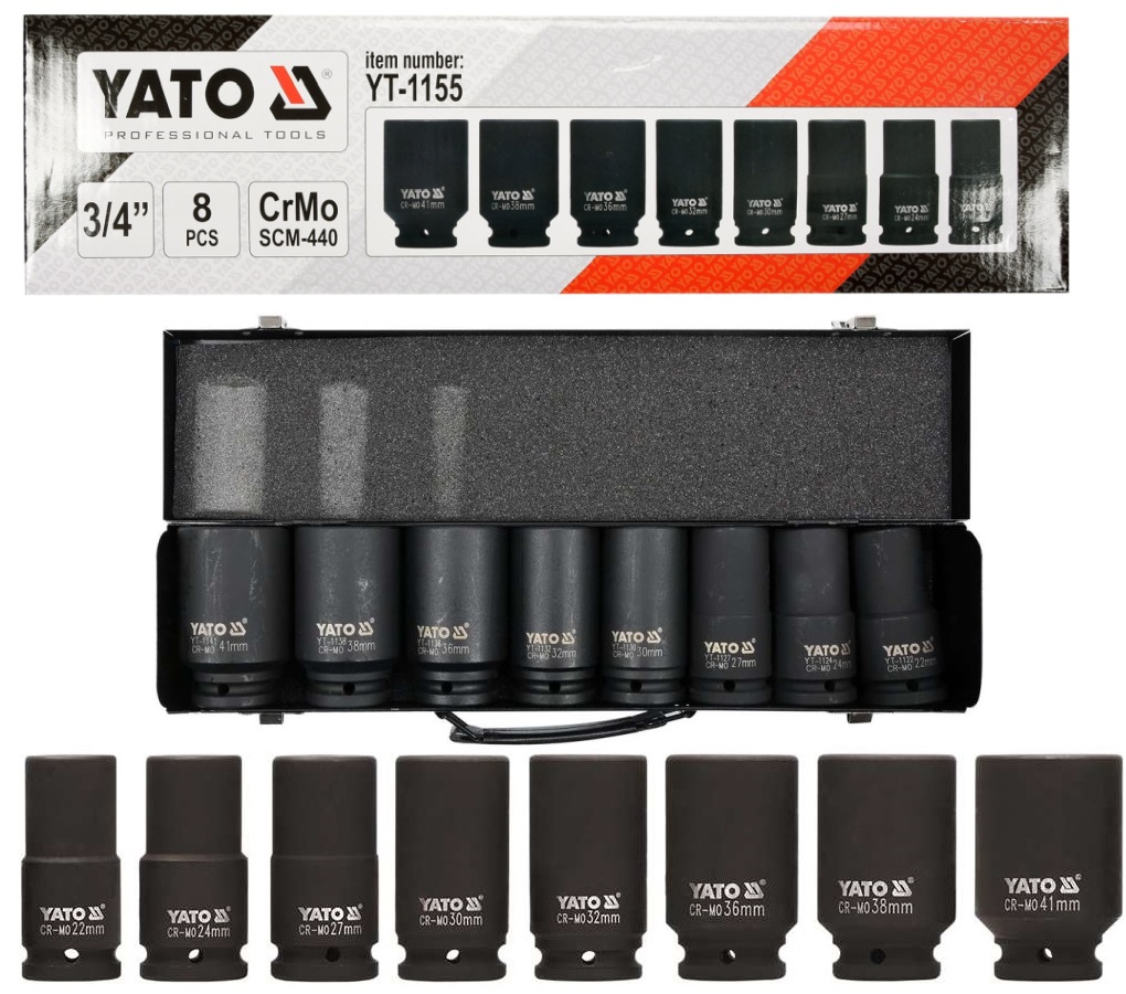 

Yato Nasadki Udarowe Długie 3/4 8 Szt YT-1155