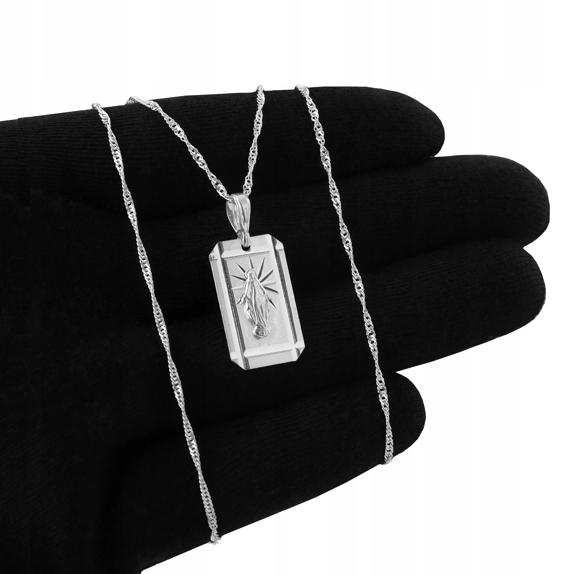 SREBRNY ŁAŃCUSZEK KOMUNIJNY DLA DZIEWCZYNKI PR. 925 NASZYJNIK MATKA BOSKA Marka Golden Haus