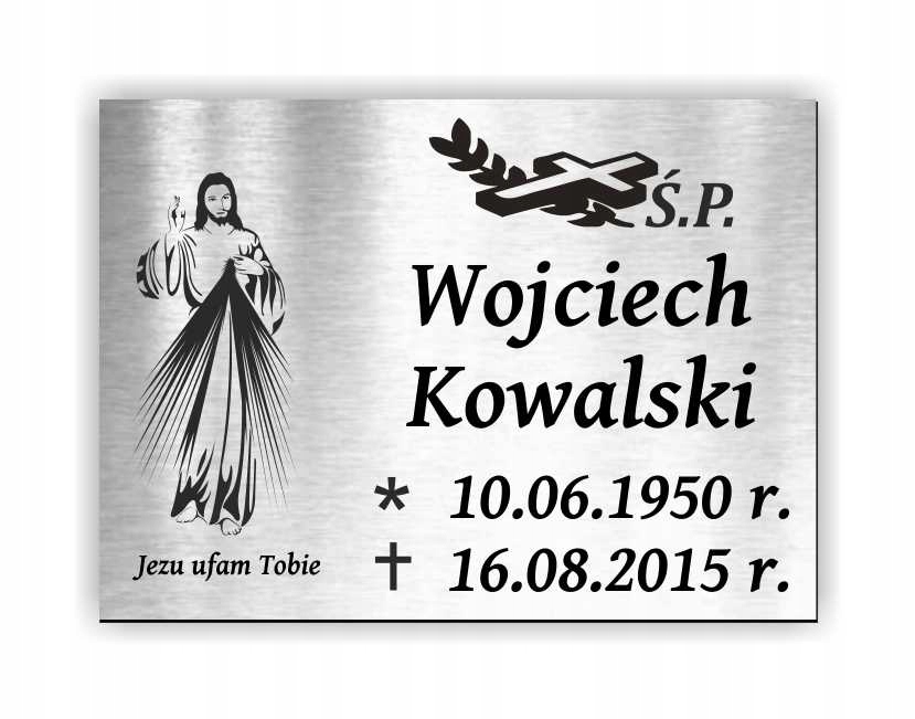 Tablica nagrobna tabliczka na grób 29x21 cm grawer Wysokość produktu 30 cm