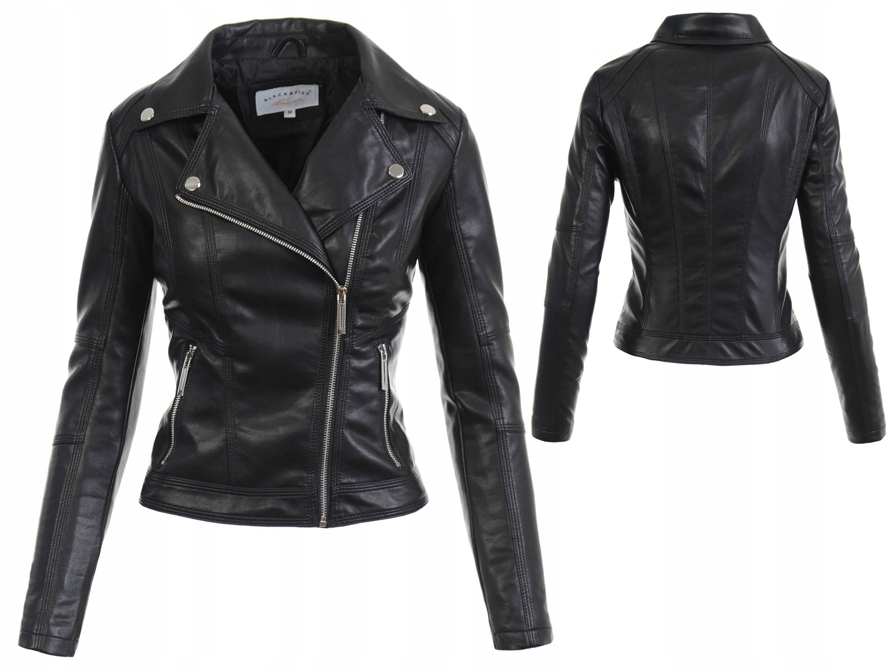 8766 Damska Kurtka Ramoneska Czarna XXL