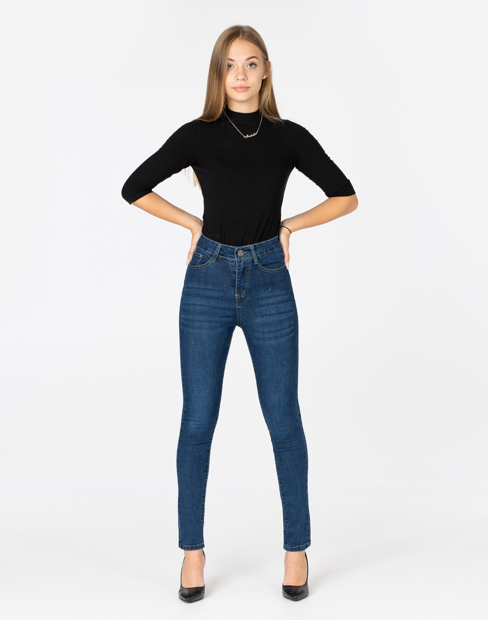 Spodnie Damskie Jeans Rurki Wysoki Stan TY01 70 cm Marka Megitarnow