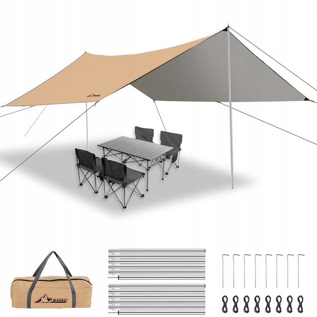 Wadeo Tarp 3x3,6m, wodoodporny namiot na camping, plażę, festiwal