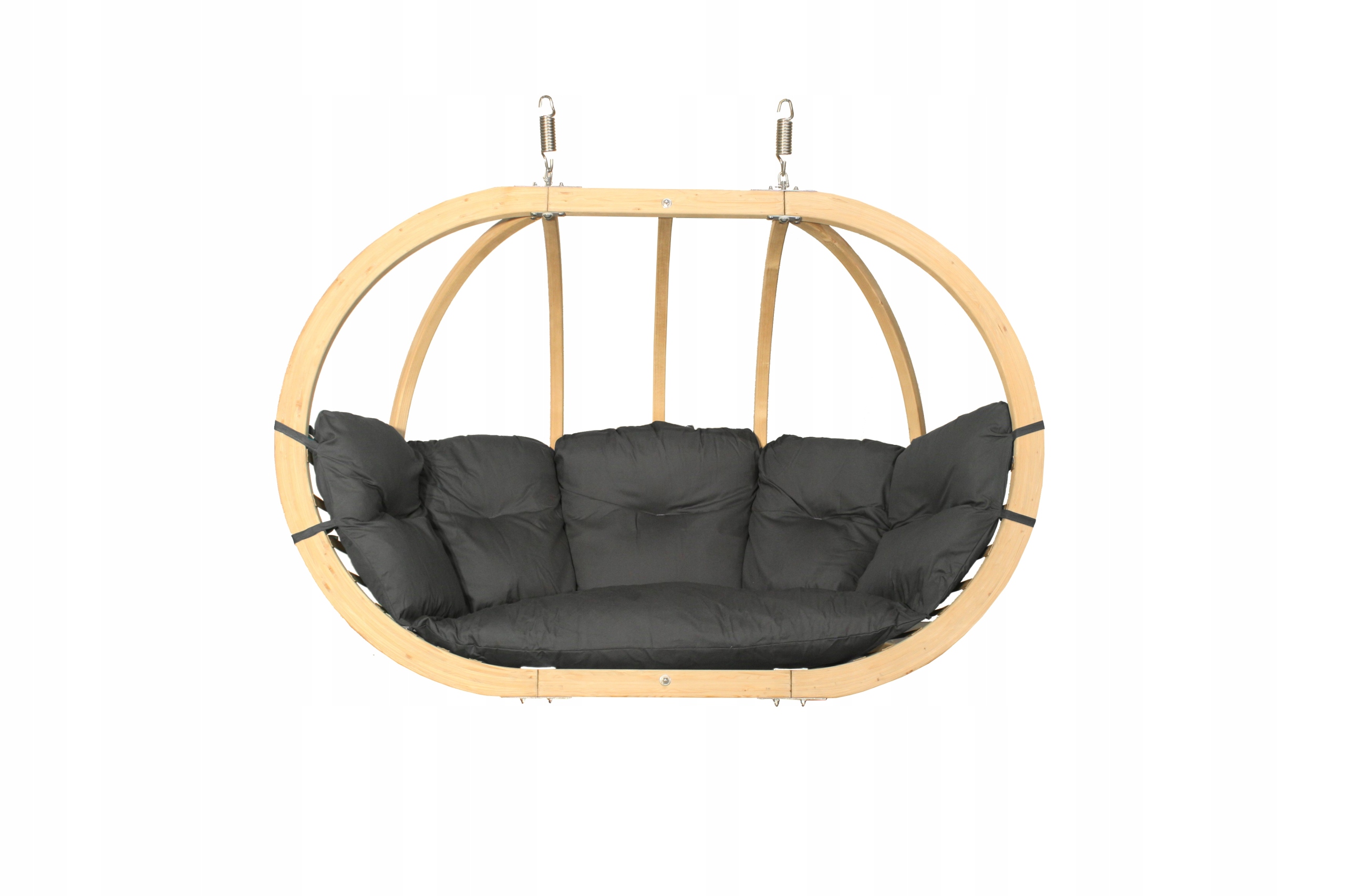 Fotel Wiszący Swing Pod XL Drewniany Huśtawka Ogrodowa Dwuosobowy Grafit