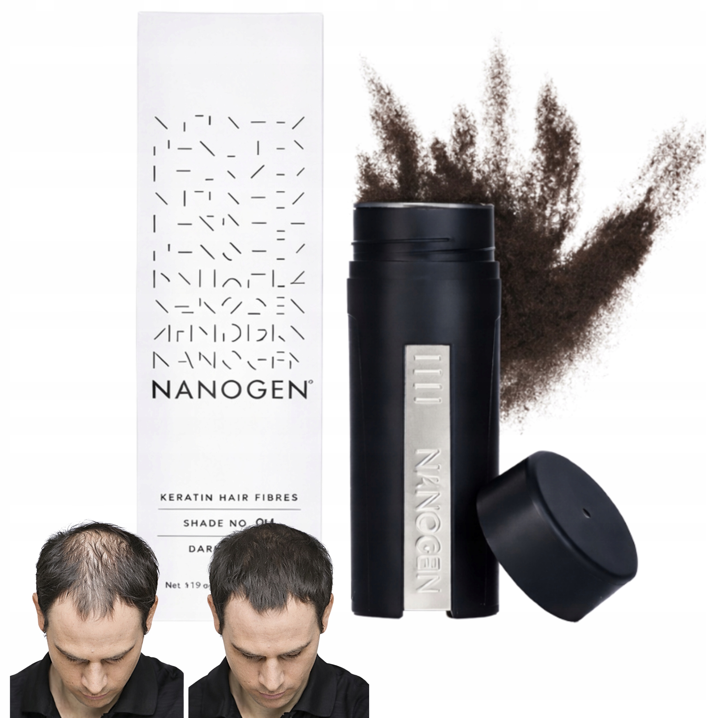 Kosmetyk Nanogen 30g Mikrowłókna do Włosów Zagęszczenie Kolor Ciemny Brąz
