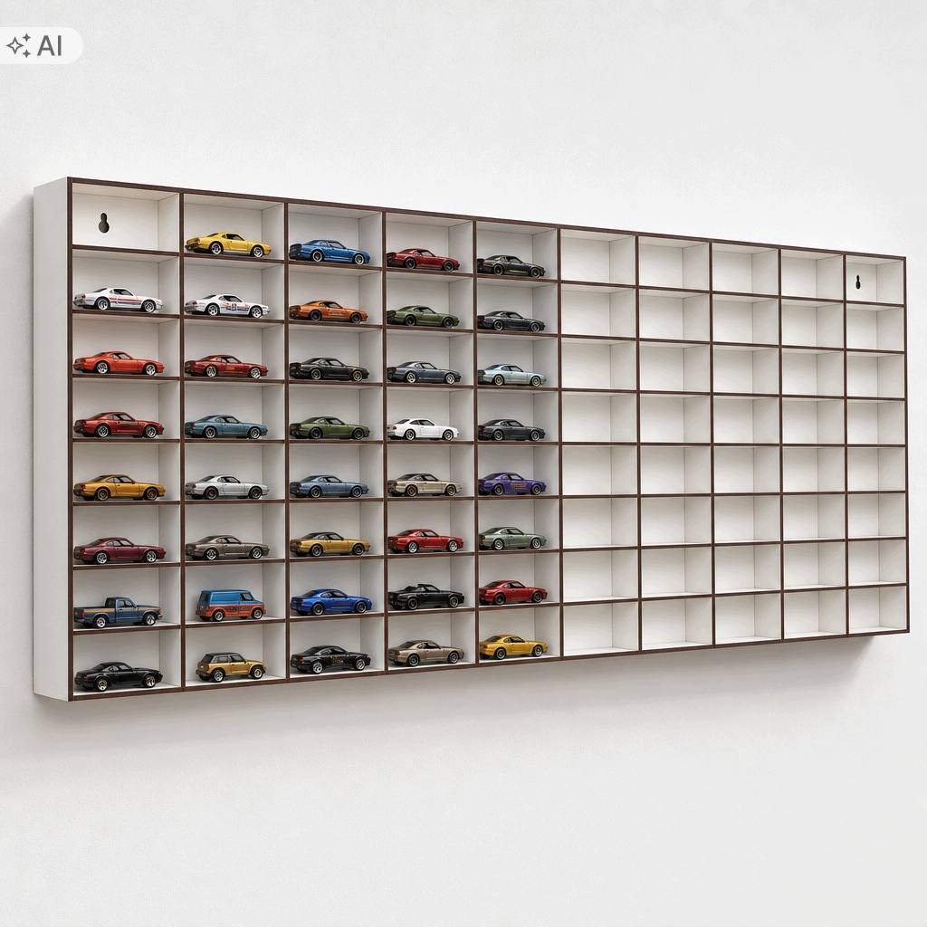 Giga organizer Szafka na Autka resoraki ścienny 80 przegródek 89x35cm Led