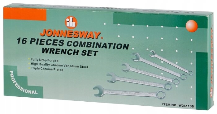 KLUCZE PLASKO OCZKOWE 6 24mm JONNESWAY ZESTAW 16s Producent code W26116S