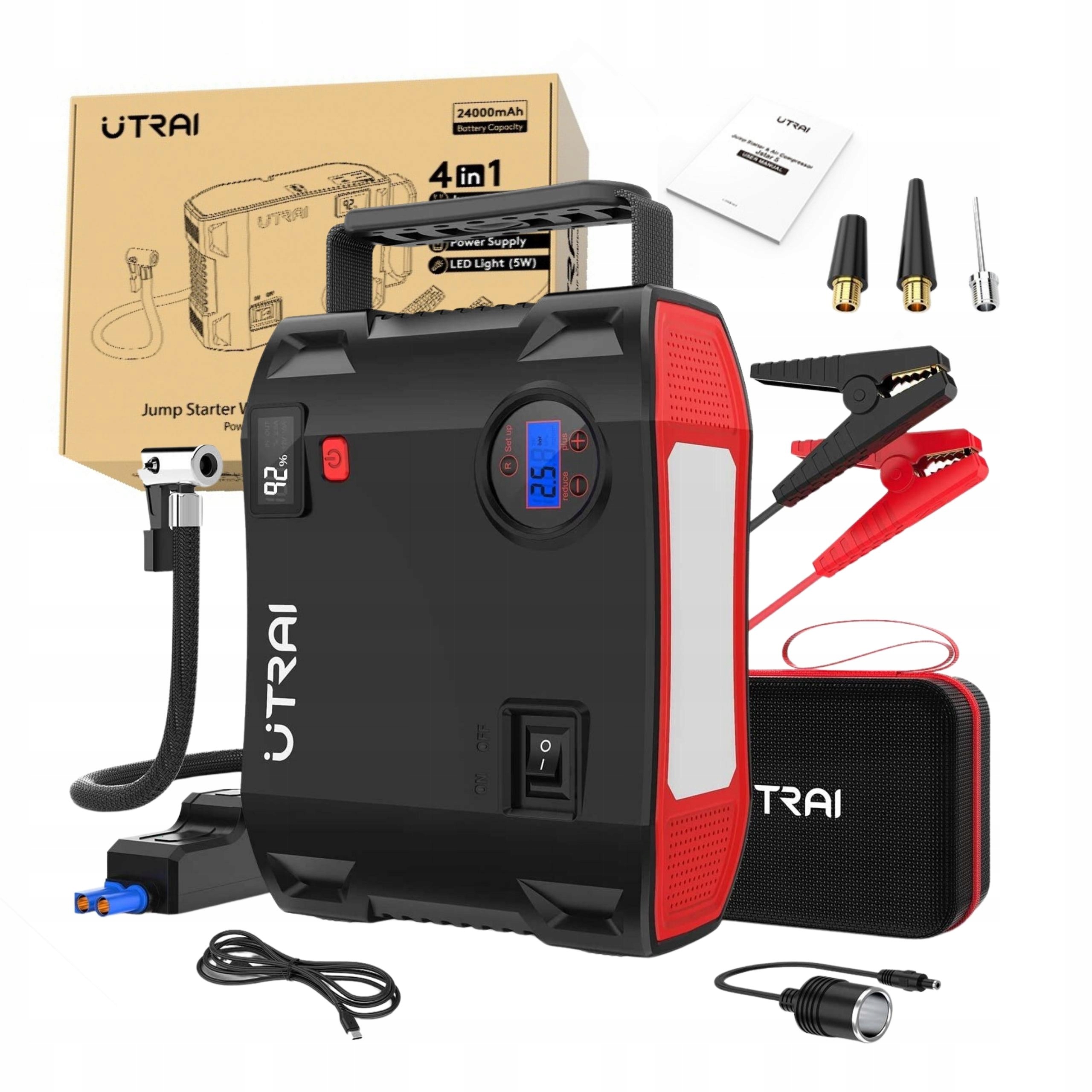 Utrai 2000a Mocny Rozrusznik Samochodowy Jump Starter Kompresor Booster Led
