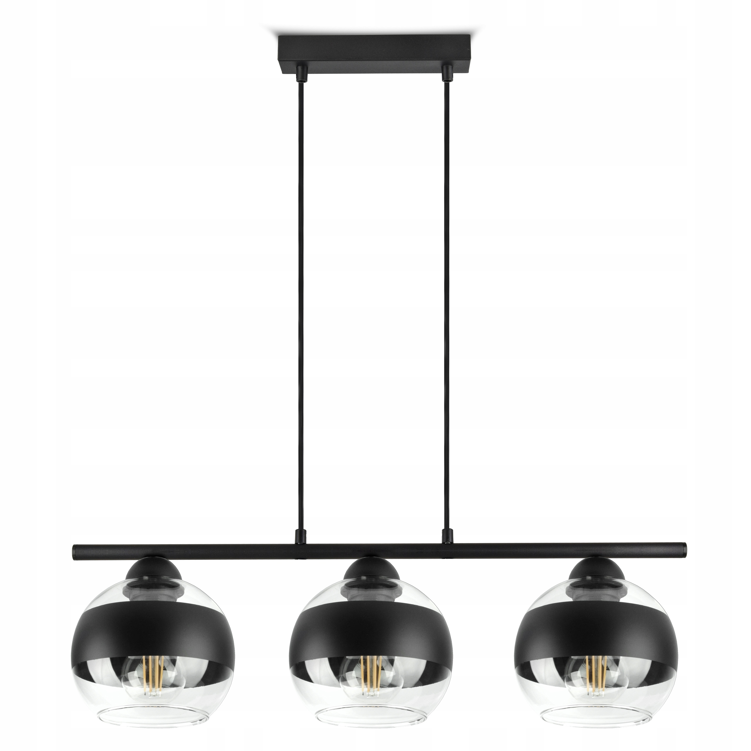 Závěsná stropní lampa Lustr Černá Skleněné Koule Černý Belt BZR3 Led E27